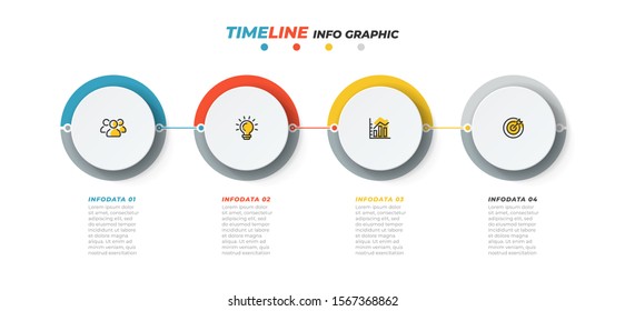 Timeline infographic template. Business concept with marketing icons and 4 step, option. Vector illustration.