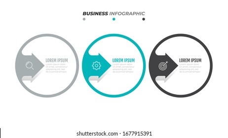 Timeline Infographic template. Business concept with 3 marketing icons, options, steps. Vector illustration.