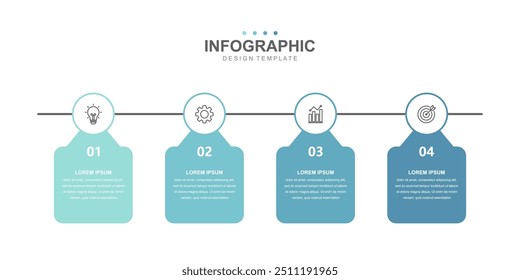 Timeline infographic template, business concept with 4 options simple design, workflow layout, blue, icons, diagram, report, web design. Creative, vector, illustration.