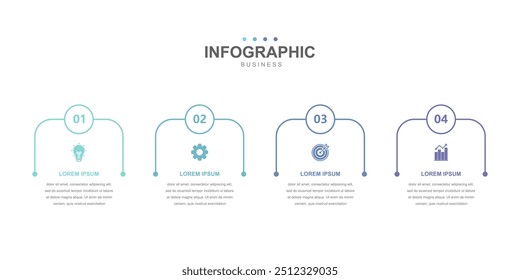 Timeline infographic template, business concept with 4 options simple design, workflow layout, icons, diagram, report, web design. Creative, vector, illustration.