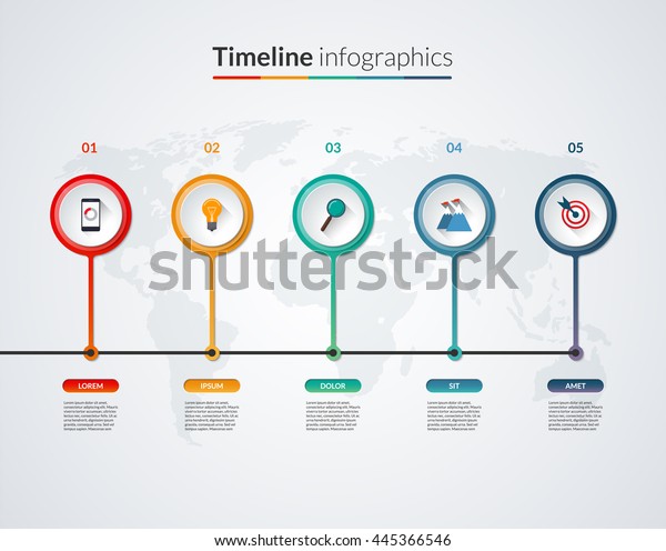 Timeline Infographic Template Business Icons Design 库存矢量图（免 