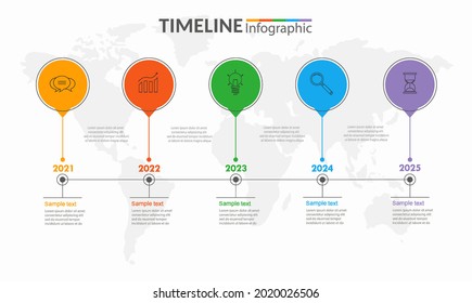Plantilla de infografía de línea de tiempo. Se puede utilizar para diseño de flujo de trabajo, diagrama, informe anual, diseño web, pasos o procesos 