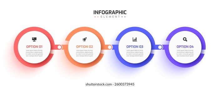 Timeline Infographic Template with Circle Label 4 Option Can be Used for Presentation	