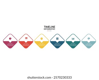 Timeline infographic template. Concept of 6 steps of business with icons.