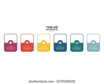Timeline infographic template. Concept of 6 steps of business with icons.