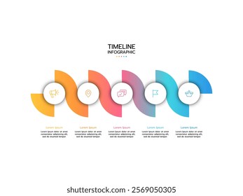 Timeline infographic template. Concept for presentation business with 5 options and icons.