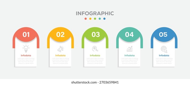 Diseño de Plantilla de infografía de línea de tiempo con 5 opciones o pasos de diseño de infografía de negocios. Se puede utilizar para el diagrama de proceso, diagrama de flujo, pasos, Anuncio.