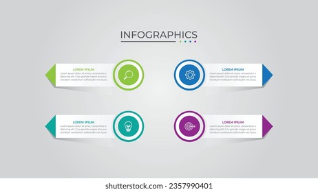 Timeline infographic template design with arrows and circles. Business concept with 4 options