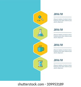 timeline, infographic template design bule, yellow and green color 
