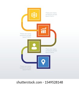 Timeline infographic template design. Business concept infograph with 4 icons, options, steps or processes. Vector visualization can be used for workflow layout, diagram, annual report, web