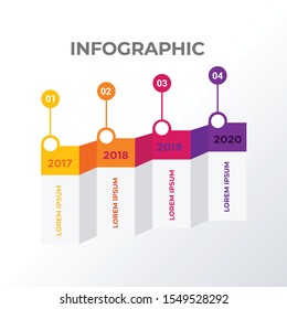 Timeline infographic template design. Business concept infograph with 4 options, steps or processes. Vector visualization can be used for workflow layout, diagram, annual report, web