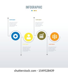 Timeline infographic template design. Business concept infograph with 4 icons, options, steps or processes. Vector visualization can be used for workflow layout, diagram, annual report, web