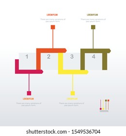 Timeline infographic template design. Business concept info graph with 4 options, steps or processes. Vector visualization can be used for workflow layout, diagram, annual report, web