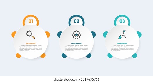 Timeline infographic template design with circle shape 3 steps