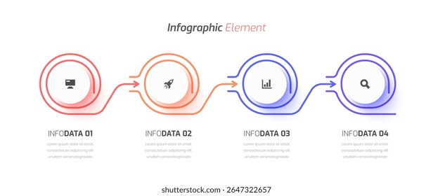 Timeline Infographic Template Design with Circle Thin Line 4 Options Can be Used for Presentation
