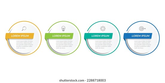 Timeline infographic template design with circles. Business concept with 4 options, steps, sections.
