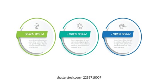 Timeline infographic template design with circles. Business concept with 3 options, steps, sections.