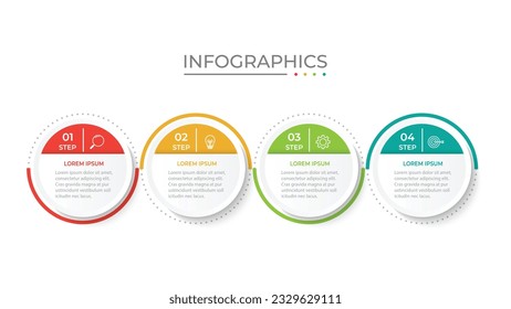 Timeline infographic template design with circles. Business concept with 4 options, steps, sections.