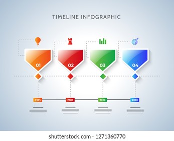 Diseño de plantillas de infografía de línea de tiempo con cuatro años diferentes.