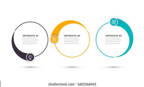 Timeline Infographic template design label with marketing icon and 3 options, steps or processes. Vector illustration.