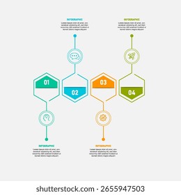 Vector de diseño de Plantilla de infografía de línea de tiempo con 4 opciones o pasos. Se puede utilizar para el diagrama de flujo de trabajo, gráfico de información, informe anual.