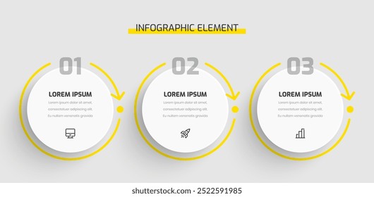 Timeline Infográfico Modelo Design com Amarelo Cor 3 Número Pode ser Usado para Apresentação