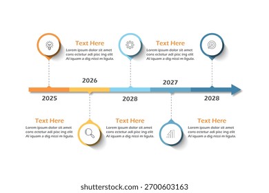Plantilla o elemento de infografía de línea de tiempo con 5 pasos, proceso, opción,