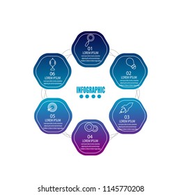 timeline infographic template element for workflow,process,presentation with modern hexagon cycle concept design vector