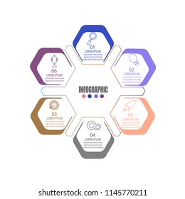 timeline infographic template element for workflow,process,presentation with modern hexagon cycle concept design vector