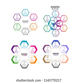 timeline infographic template element for workflow,process,presentation with modern hexagon cycle concept design vector