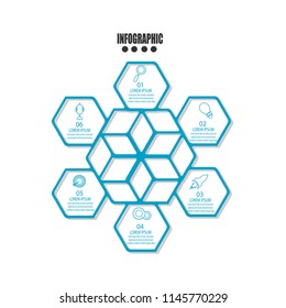 timeline infographic template element for workflow,process,presentation with modern hexagon cycle concept design vector