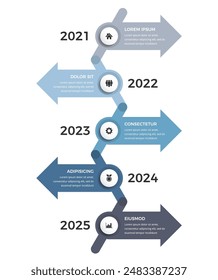 Plantilla infográfica de línea de tiempo para cinco eventos, ilustración de Vector eps10