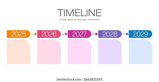 Modelo de infográfico de linha do tempo. Cinco etapas, processos ou opções. Layout de infográfico limpo.