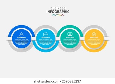 Timeline infographic template, flat design with icon and 4 option or step