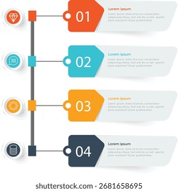Timeline Infographic Template with Four Steps and Colorful Labels