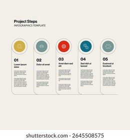 Timeline Infographic Template Horizontal 5 Menu Options with Icons. Editable eps10 Vector Illustration.