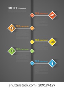 timeline infographic template with icons, flat design effect