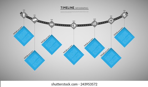 timeline infographic template with icons, flat design effect