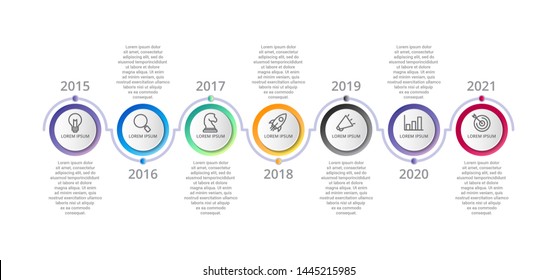 timeline Infographic template with icons options or steps . circle infographic . business infographic for process diagram, presentations, workflow layout, banner, flow chart, info graph.