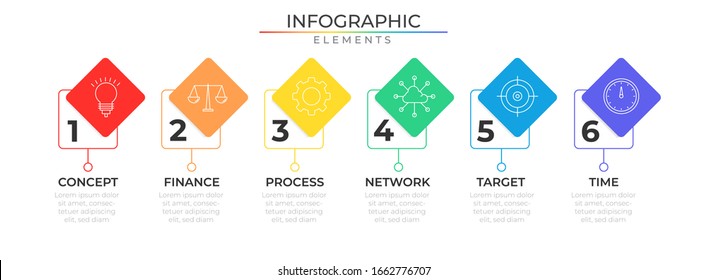 Timeline Infographic Template With Icons And Six Steps Process. Vector For Company Or Corporate Business Project And Presentation. Eps 10