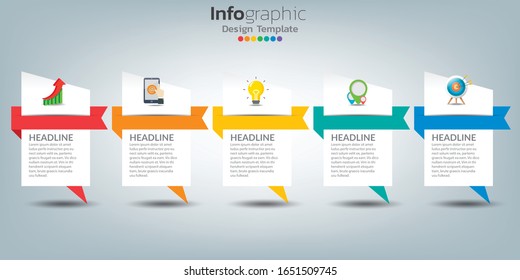 Timeline infographic template with icons in success concept.