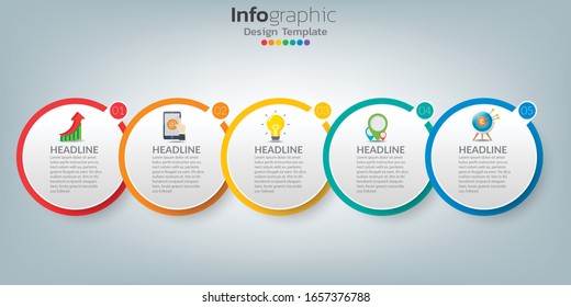 Timeline infographic template with icons in success concept.