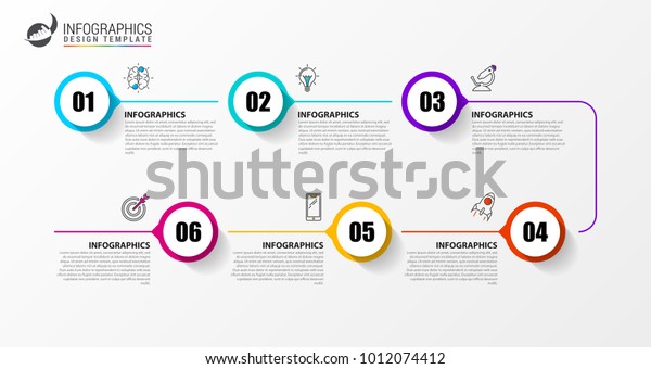 タイムラインインフォグラフィックテンプレート 図のモダンなデザイン ベクターイラスト のベクター画像素材 ロイヤリティフリー