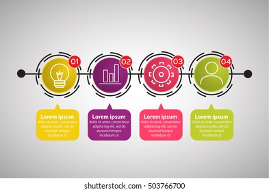 timeline infographic template for presentation with icons and design elements. Business concept with 4 options. Vector infographics of technology or education process. Part of the report