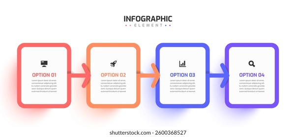 Timeline Infographic Template With Rectangle Label Arrow 4 Option Can be Used For Presentation