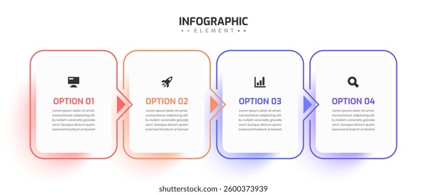 Timeline Infographic Template with Rectangle Label Arrow 4 Option Can be Used for Presentation	
