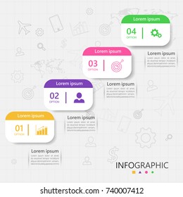 Timeline Infographic template with step by step 4 levels, can be used for workflow layout, diagram, website, corporate report, advertising, marketing. vector illustration