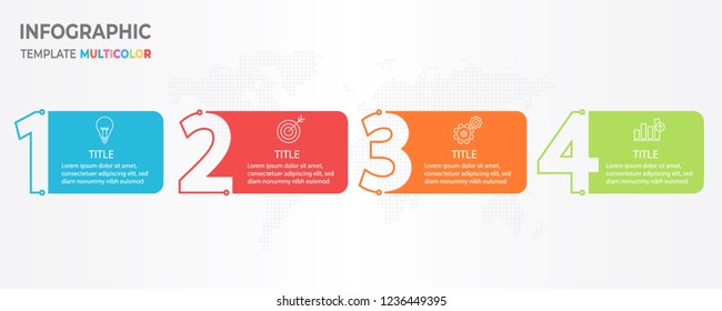 Timeline infographic template, Thin line design 4 options or step.