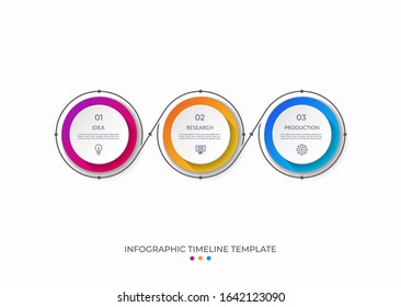 Timeline infographic template in thin line flat style. Vector banner with 3 options. Can be used for web design, diagram, chart, graph, business presentation.