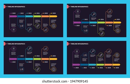 Timeline infographic template with time periods,  workflow or process diagram, flowchart. Vector template for internet, presentations, reports and other visualizations.